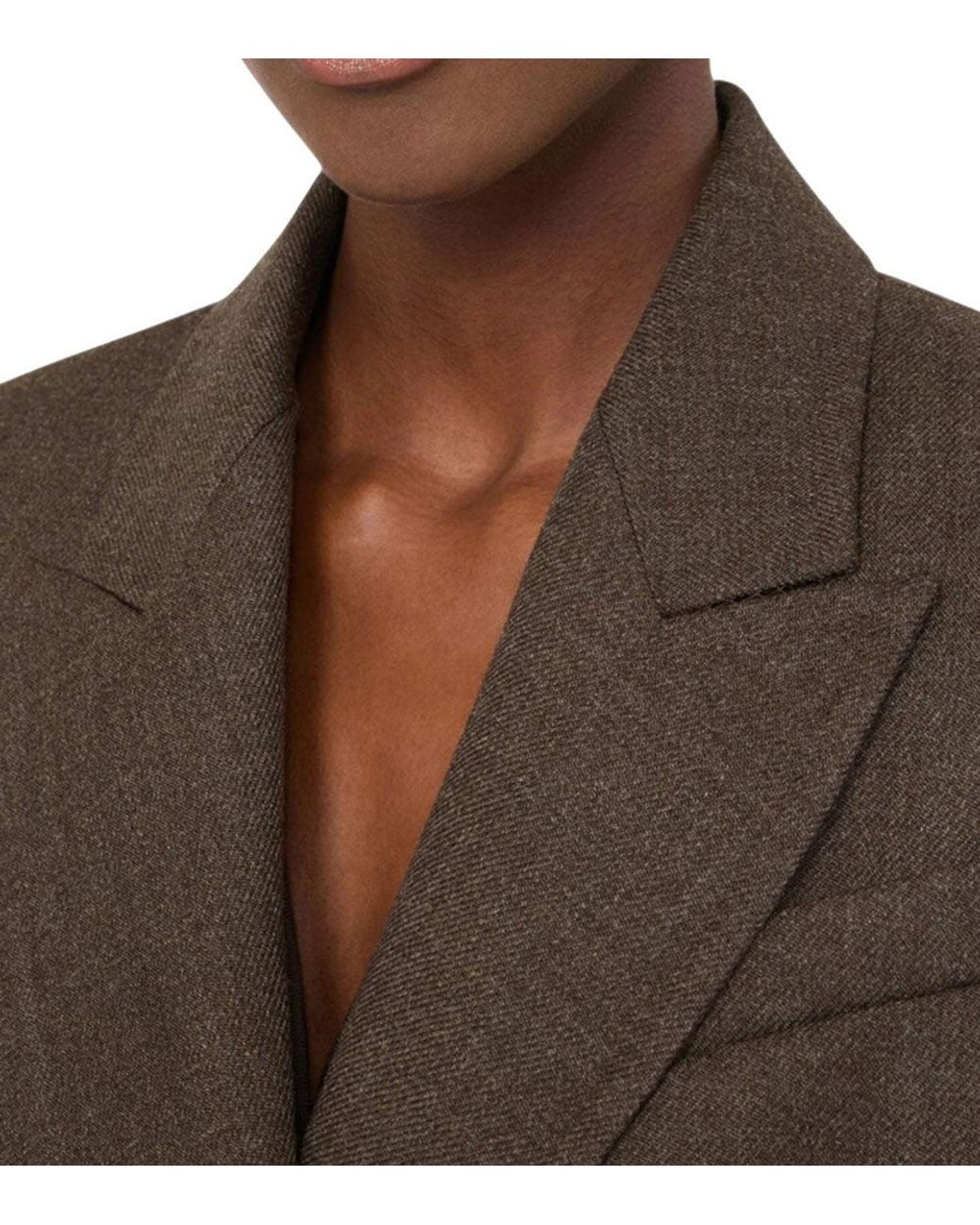Max Mara Brown Solid Peaked Lapel Blazer