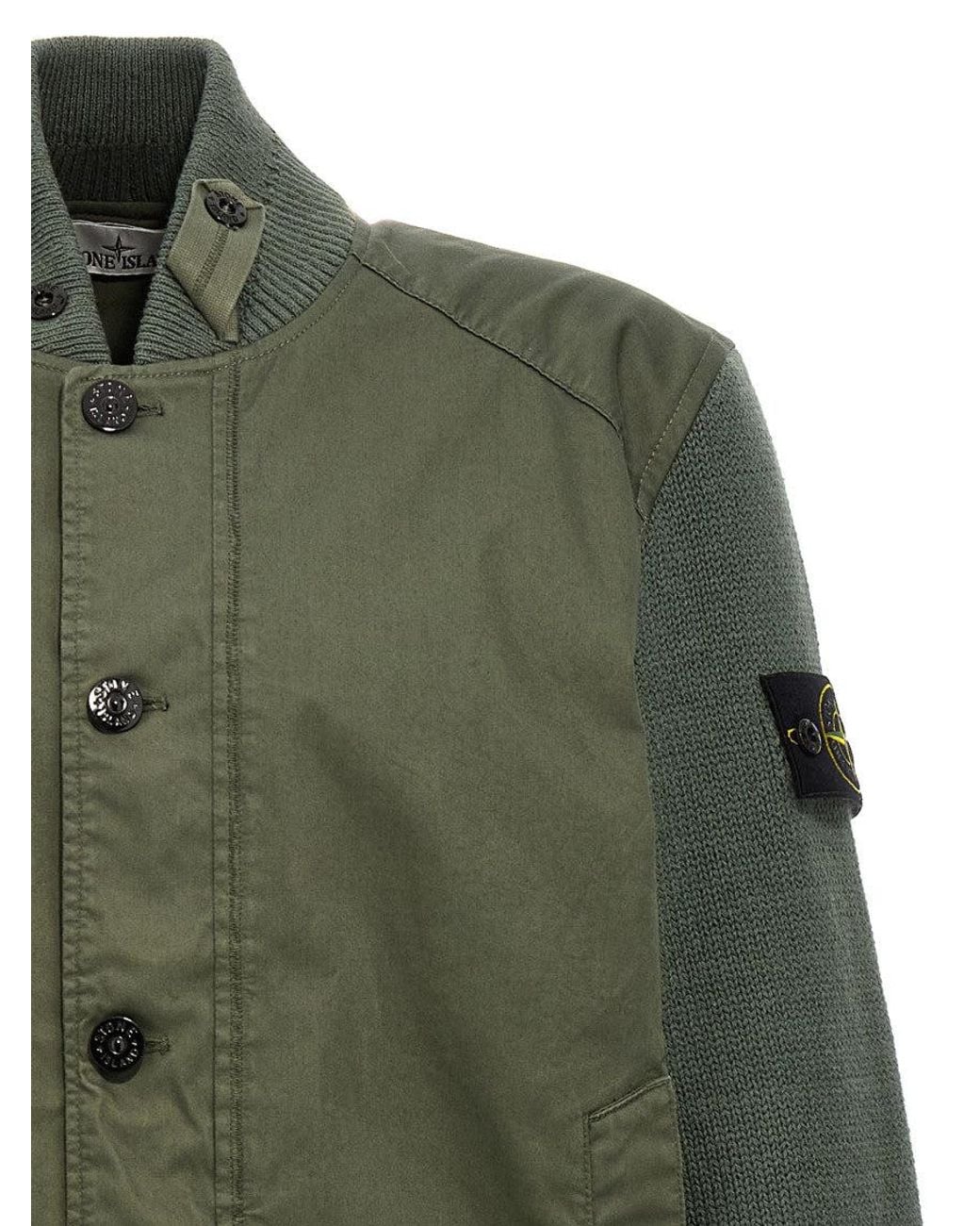 Stone Island Green 'Bio Raso With Bio Alloy Light Cover Tc' Bomber Jacket for men