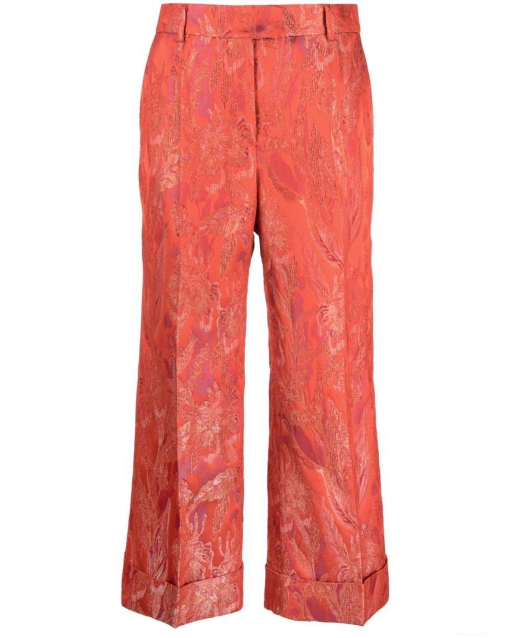 Alberto Biani Red Floral Print Trousers
