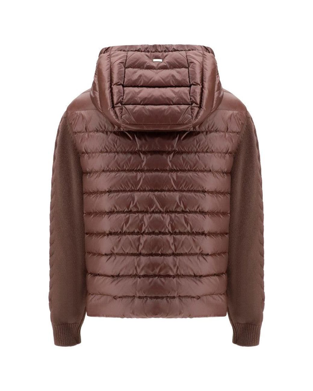 Herno Brown Down Jacket With Wool Sleeves