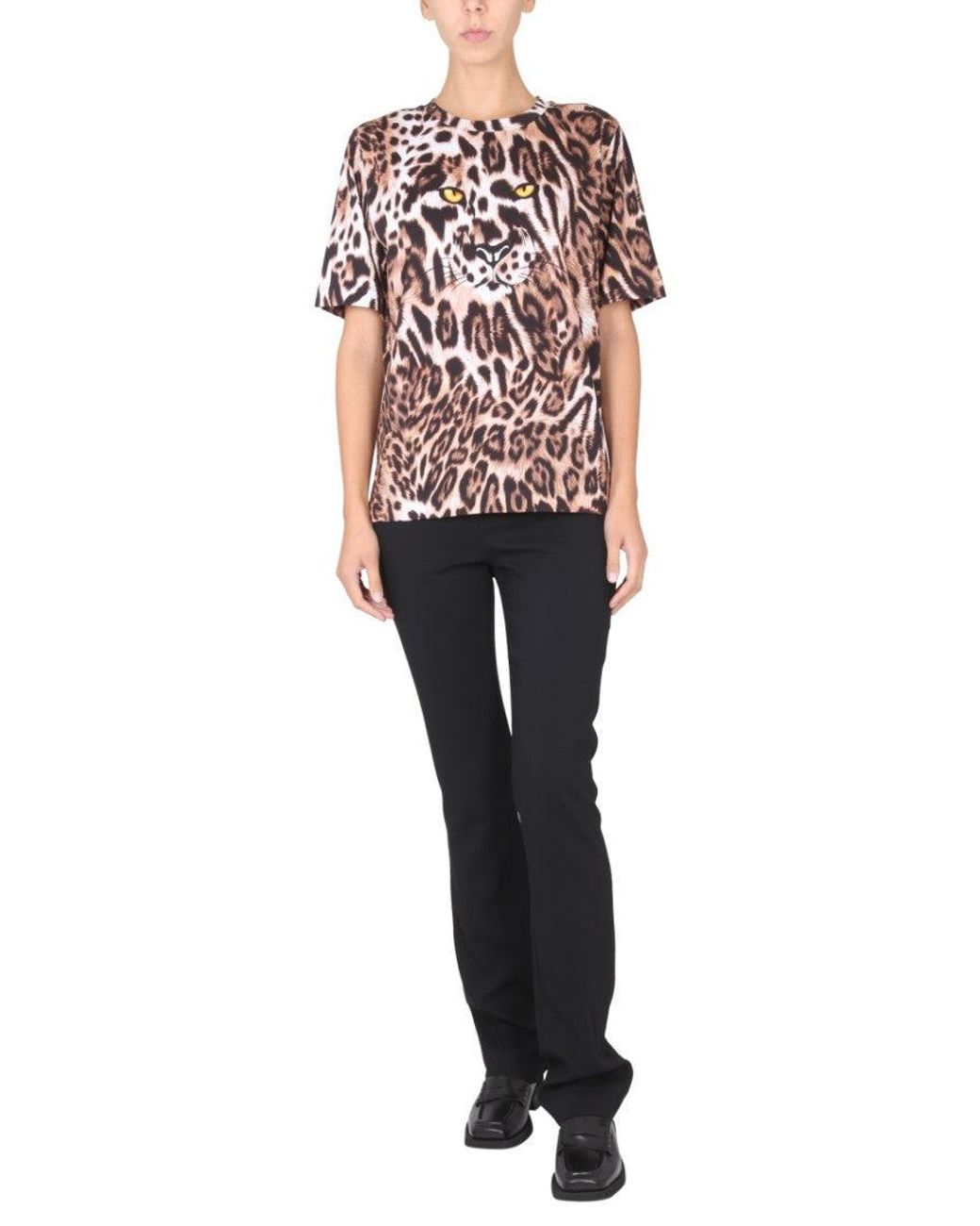Moschino Red Animal Print Crew Neck T-Shirt