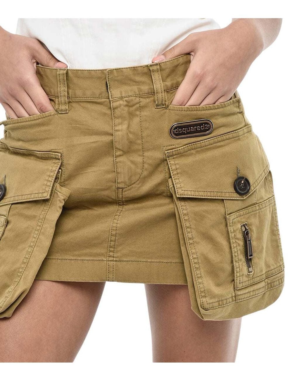 DSquared² Green Solid Mini Skirt