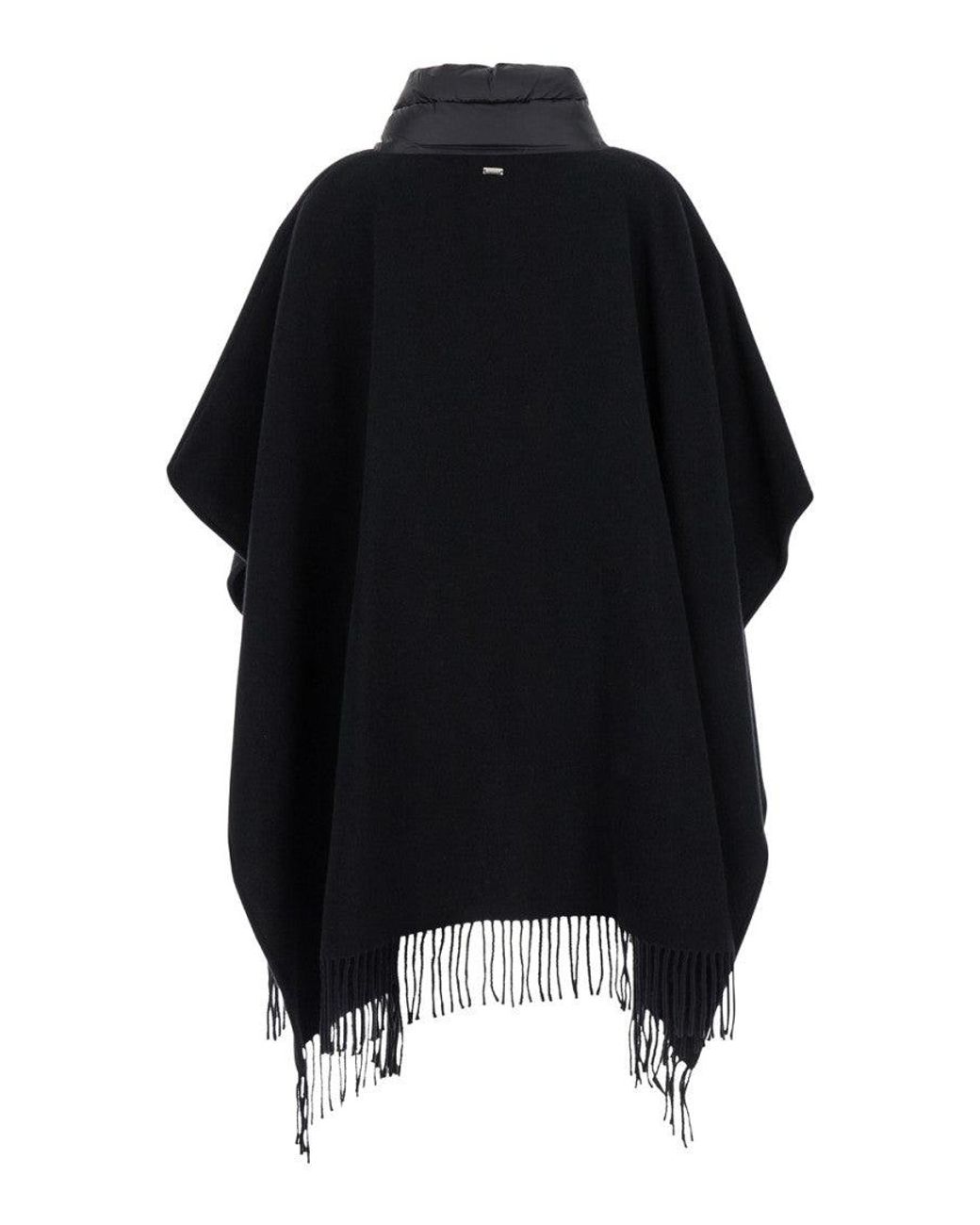 Herno Black Wool And Nylon Cape