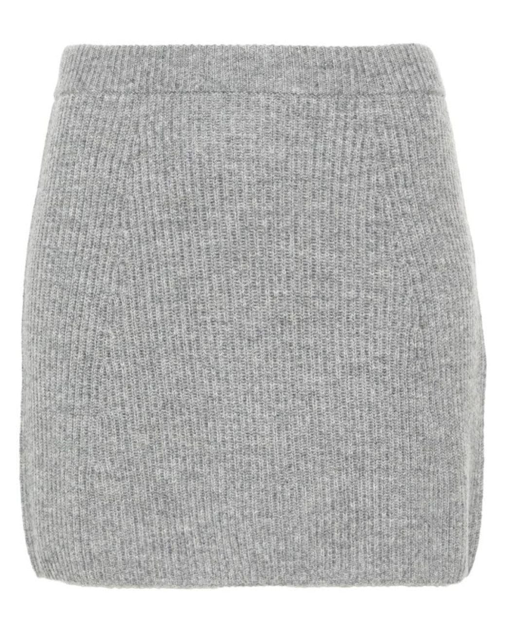 Sportmax Gray Wool Knitted Skirt