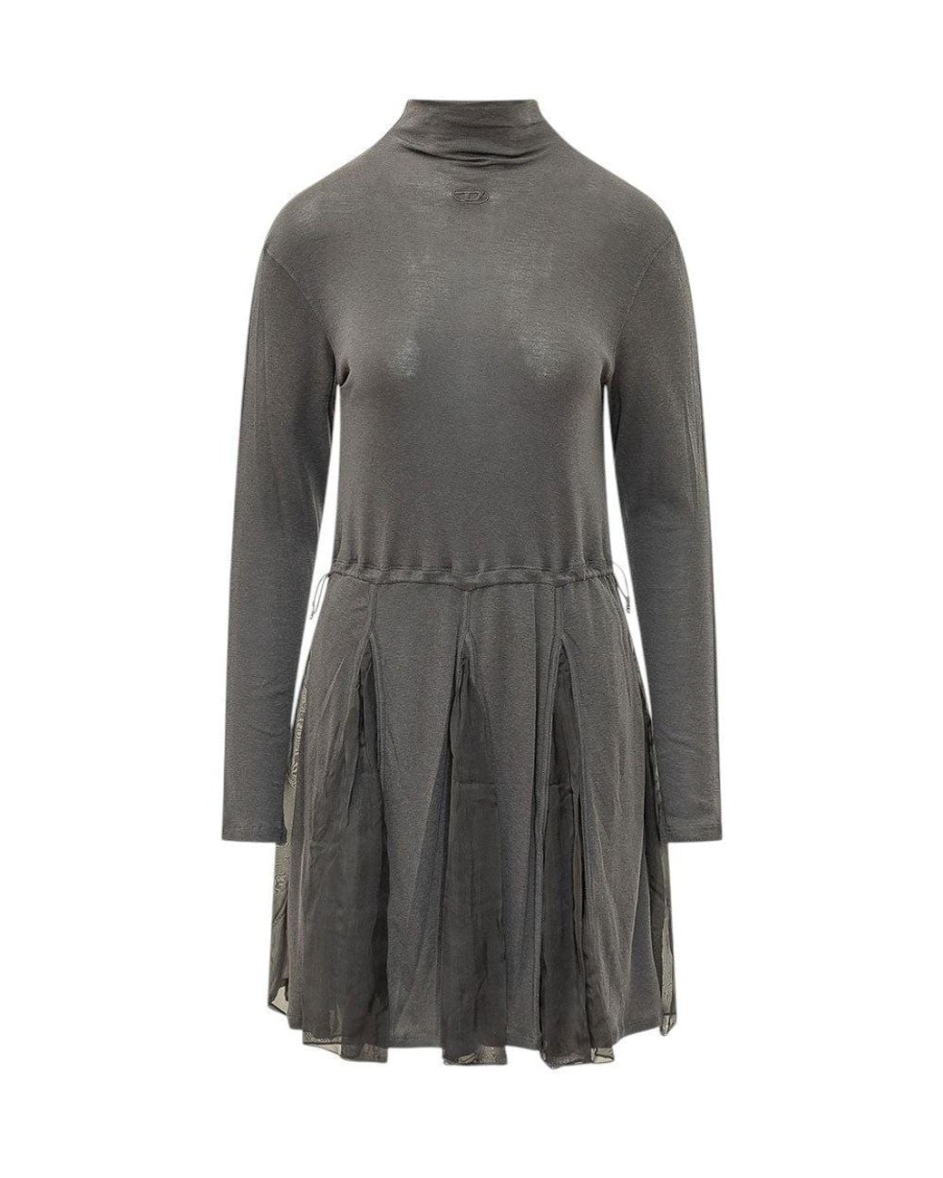 DIESEL Gray Turtle Neck Mini Dress