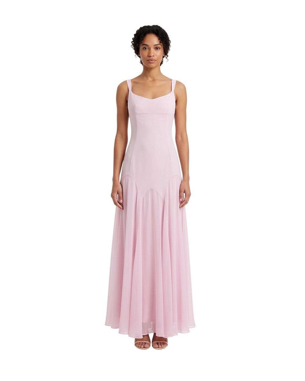 McQueen Purple Solid Scoop Neck Maxi Dress