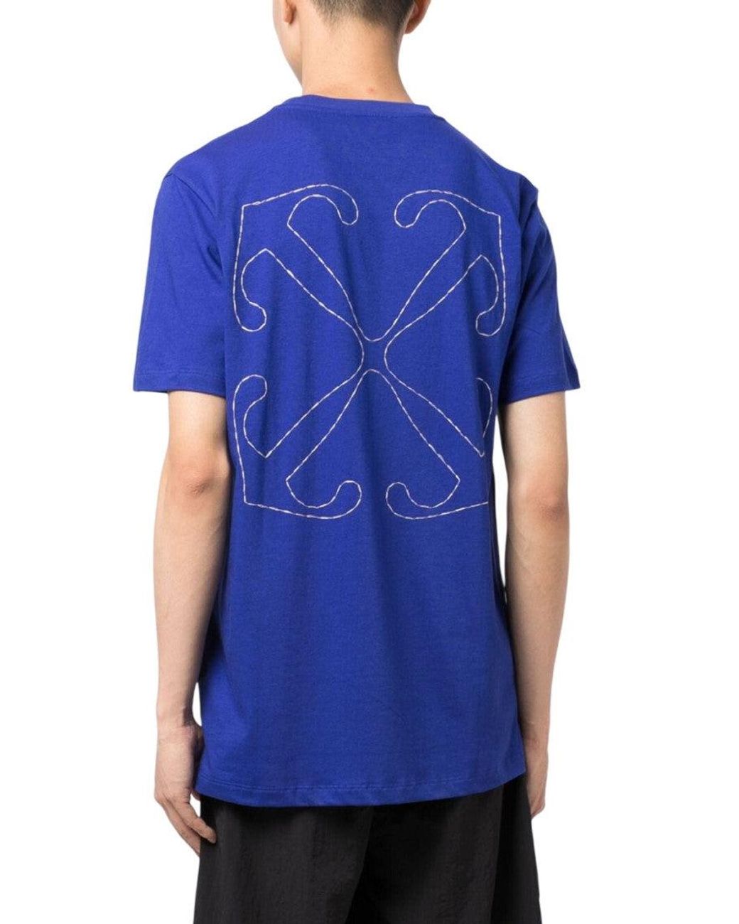 Off-White c/o Virgil Abloh Blue Off- Logo Cotton T-Shirt for men