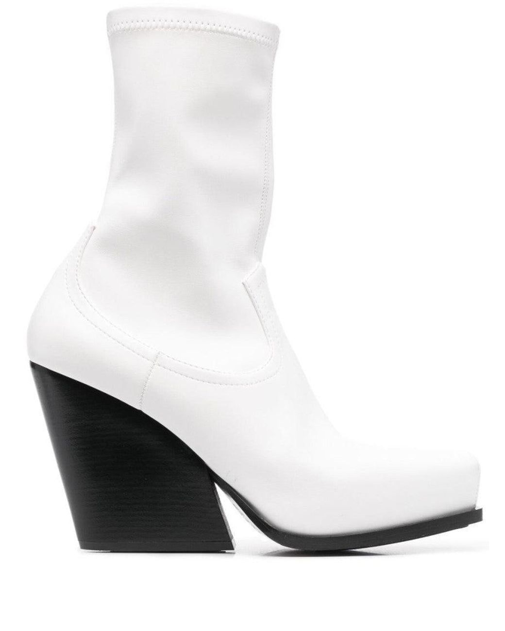 Stella McCartney White Cowboy Ankle Boots