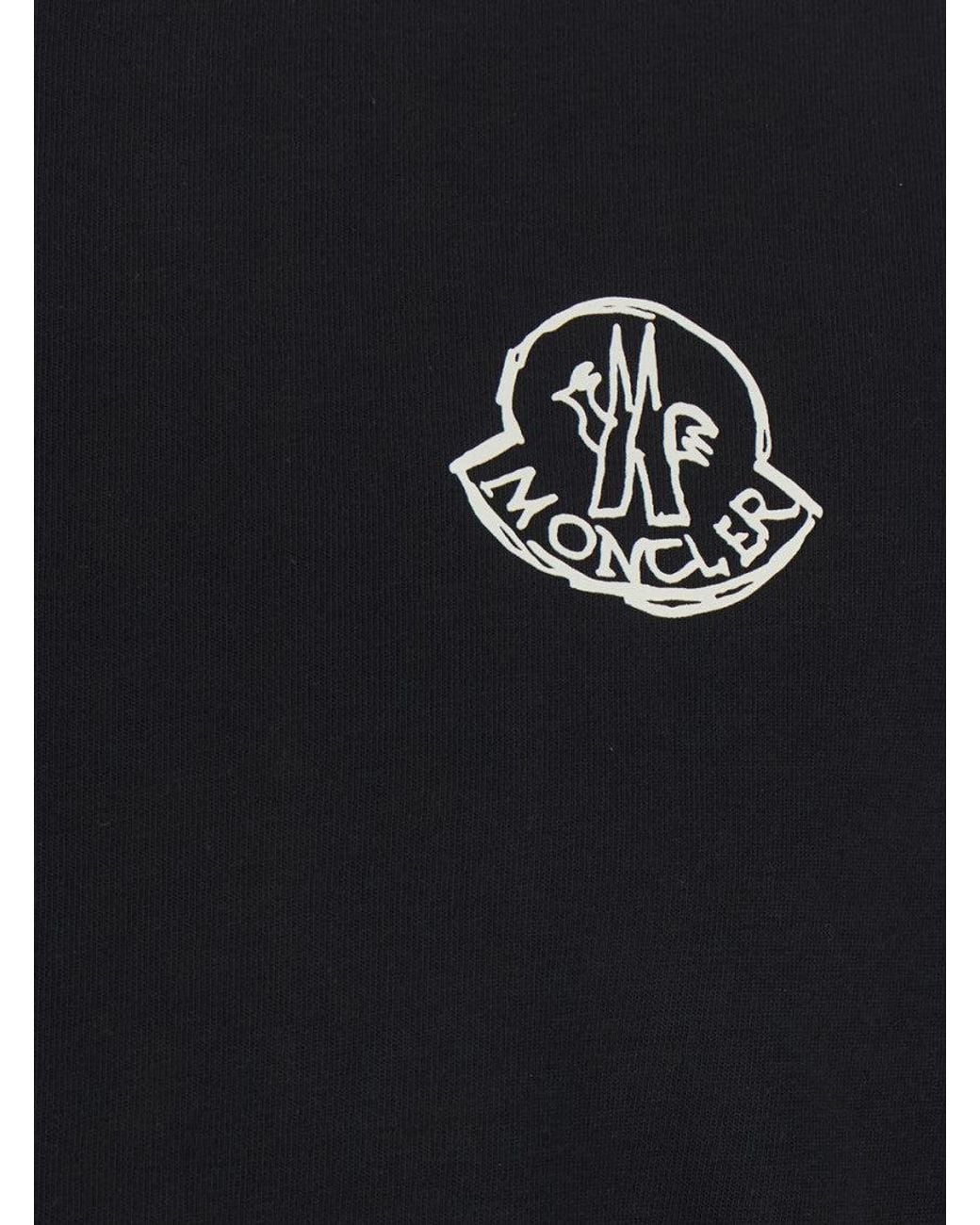 Moncler Black Regular Logo T-Shirt for men