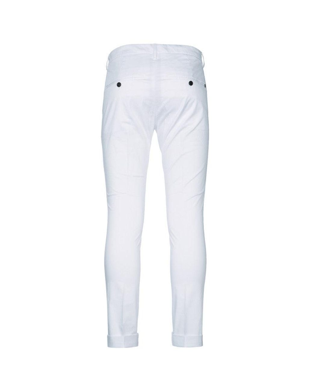 Dondup White Flat Front Pants for men