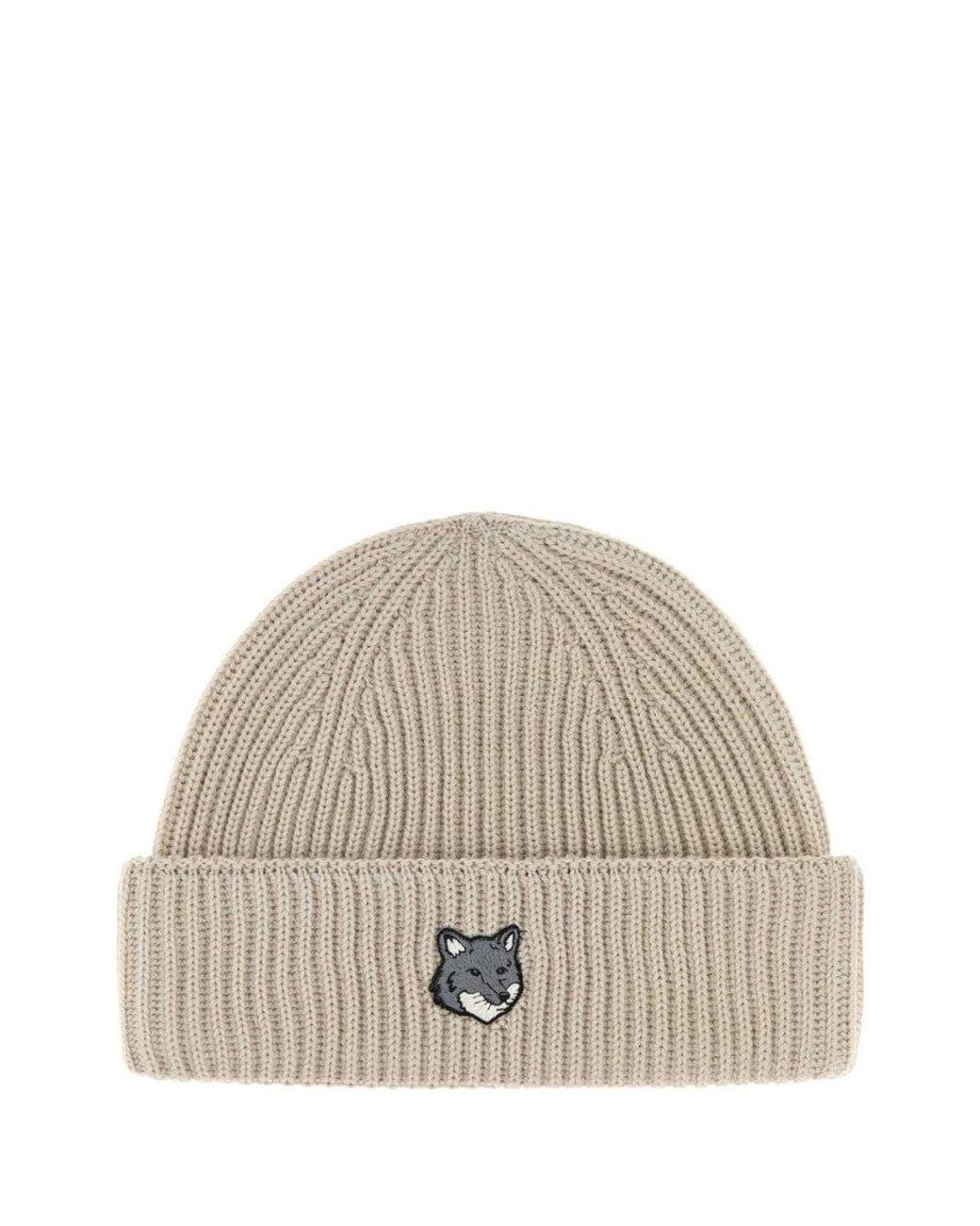 Maison Kitsuné Natural Logo Beanie Cap for men
