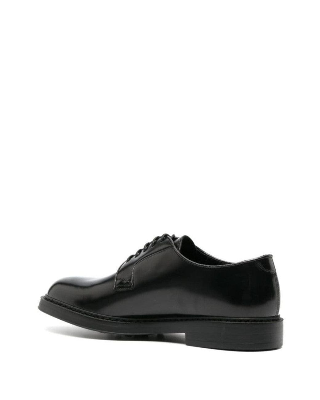 Doucal's Black Leather Lace-Up Shoes for men