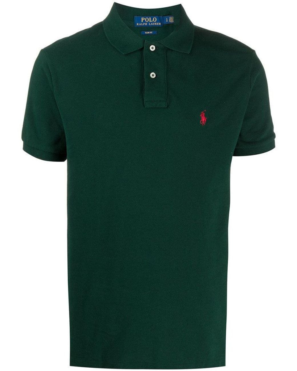 Polo Ralph Lauren Green Dark Embroidered Logo Polo Shirt for men