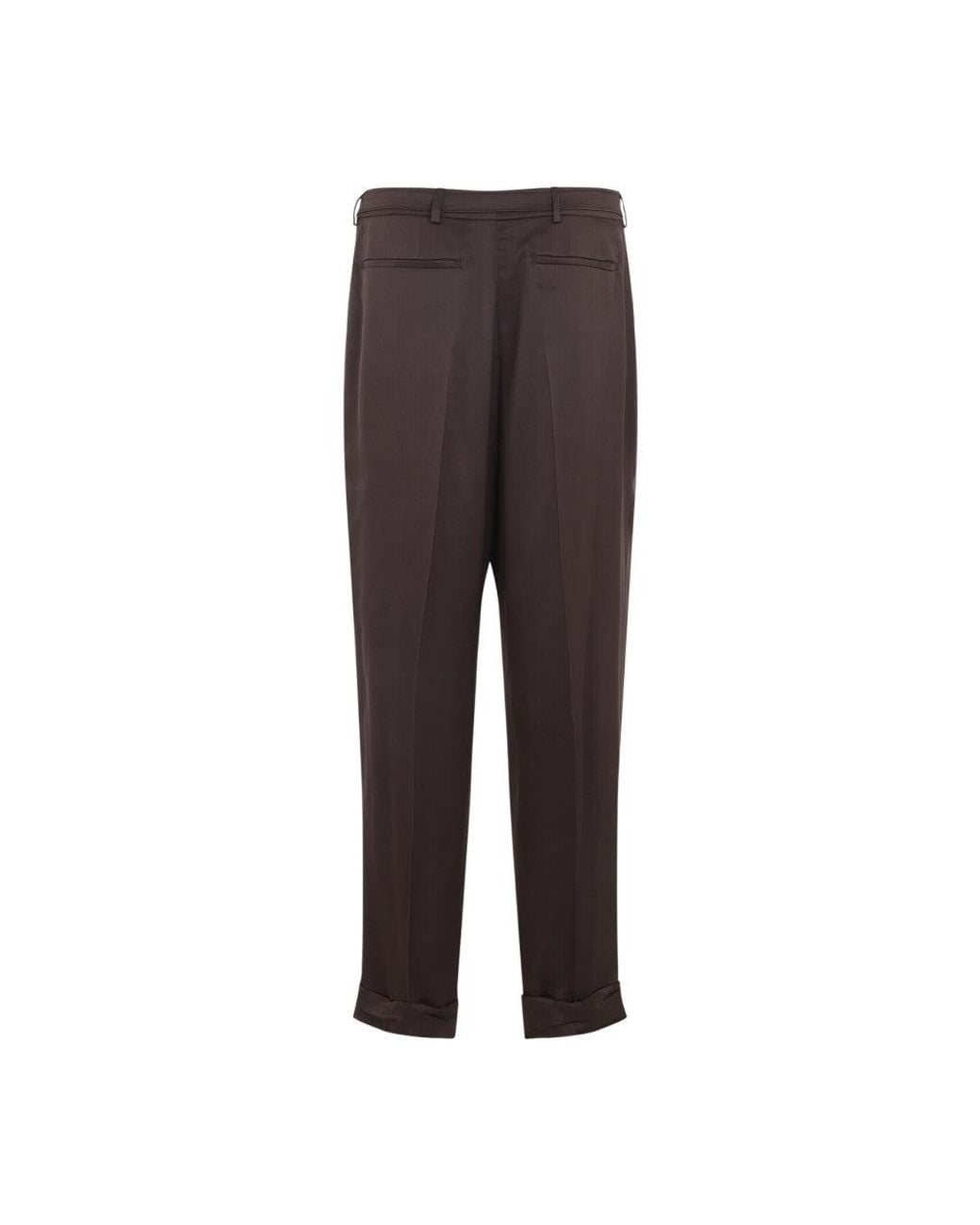 Saint Laurent Brown Solid Pleated Pant for men