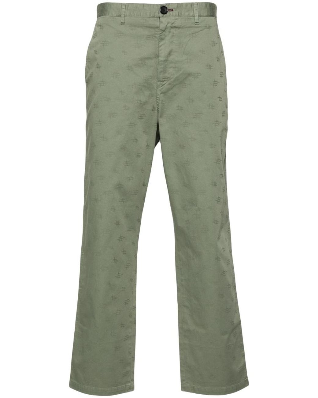 Paul Smith Green Monogram-Jacquard Straight Trousers for men