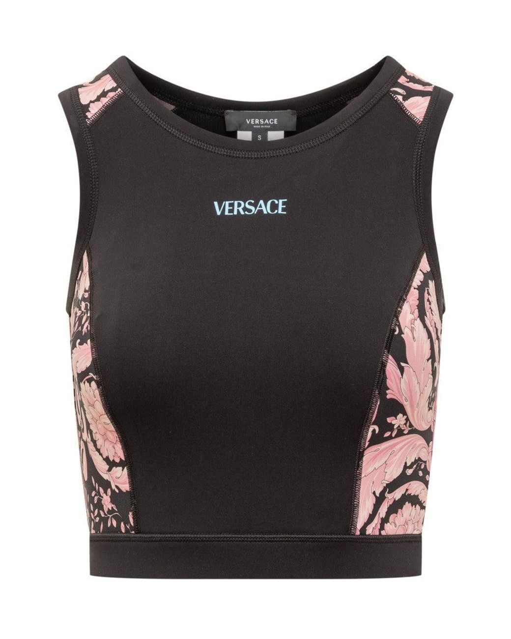 Versace Black Baroque Print Performance Top