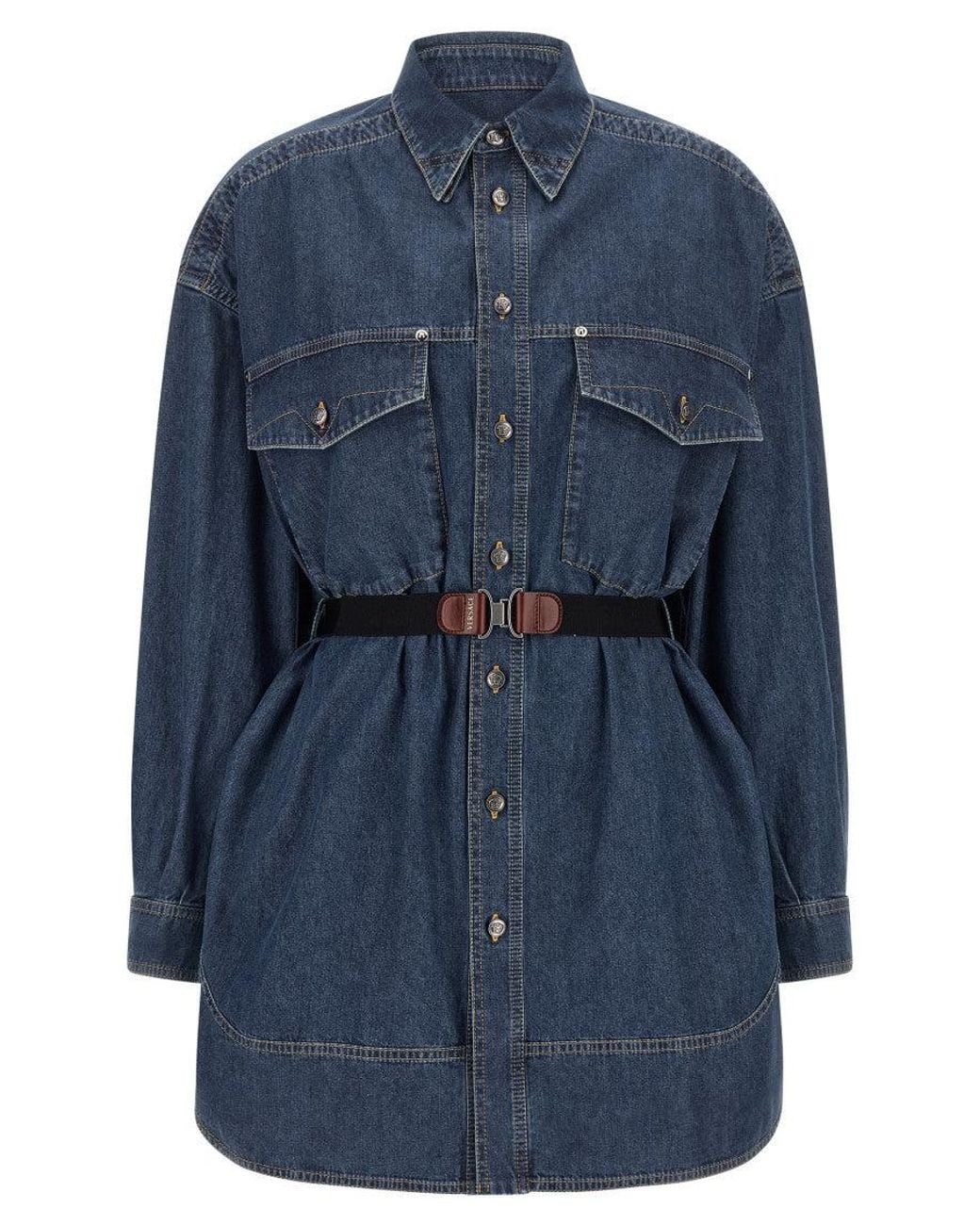 Versace Blue Mini Shirt Dress