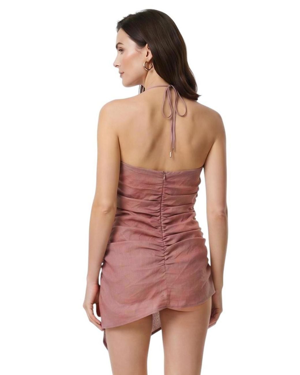 Semicouture Pink Solid Halter Neck Top