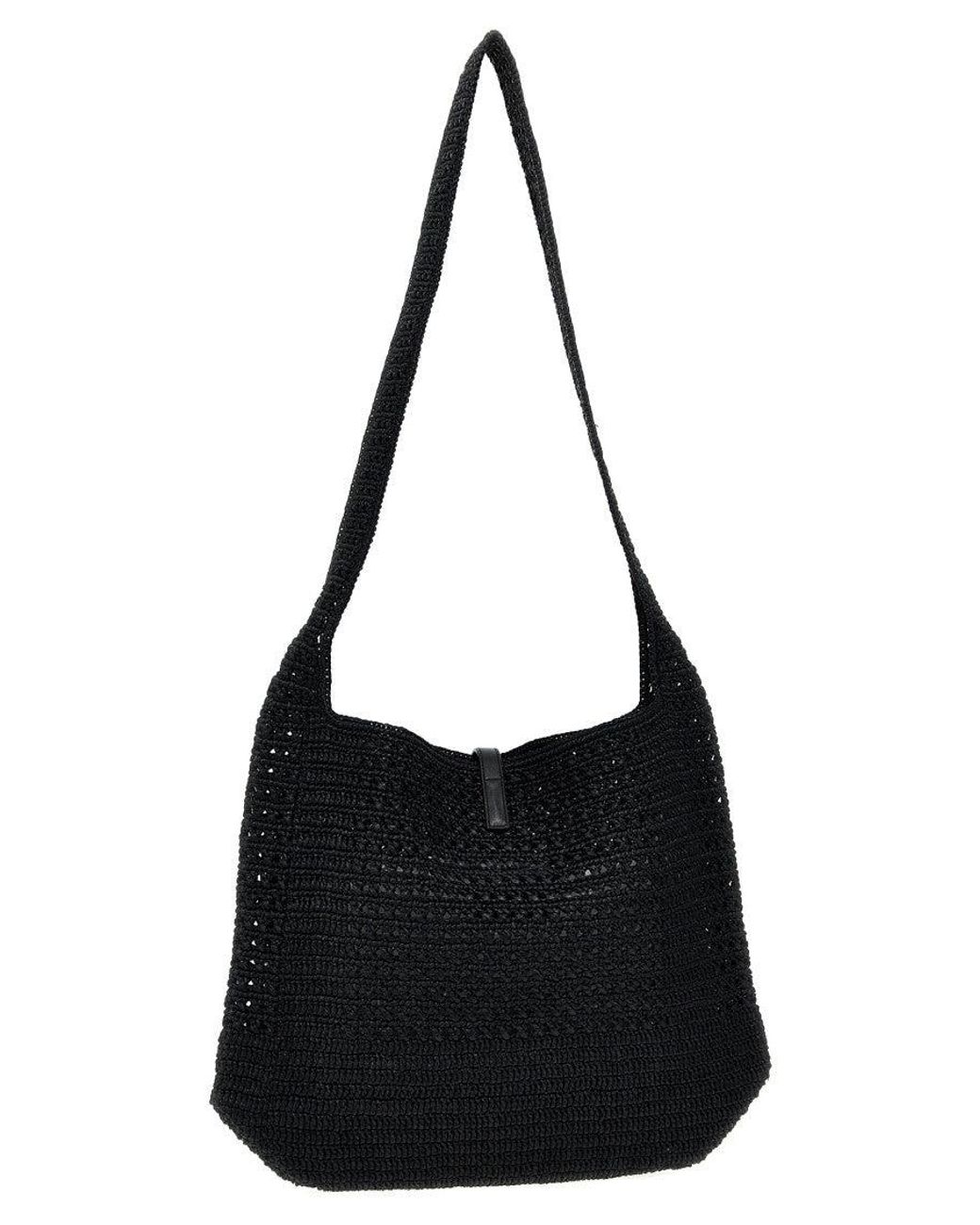 Saint Laurent Black Le 5 À 7 Raffia Crossbody Bag for men