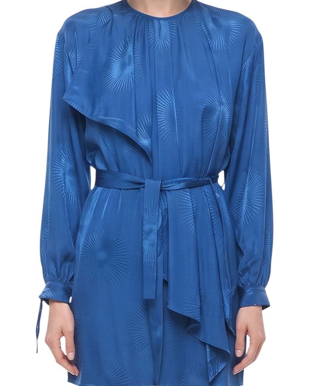 Stella McCartney Blue Textured Round Neck Mini Dress