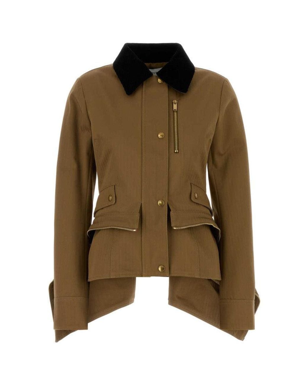McQueen Green Solid Shirt Collar Jacket