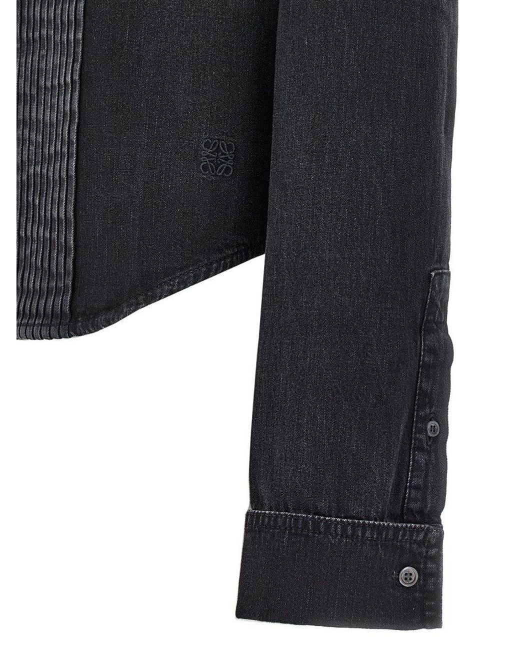 Loewe Black Pleated Denim Shirt