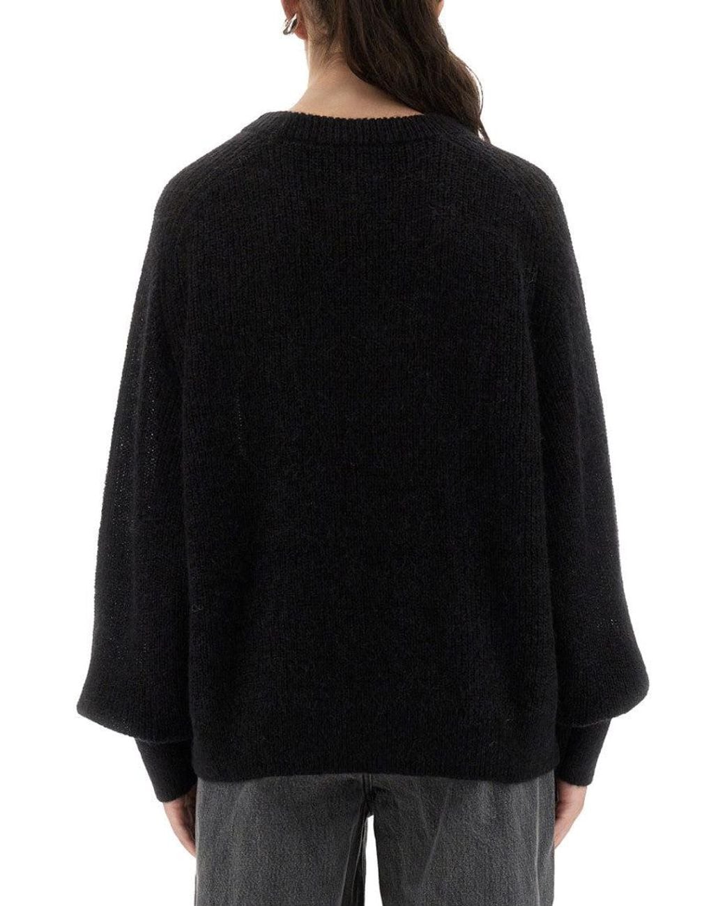 ROTATE BIRGER CHRISTENSEN Black Lightweight Knit Sweater With Logo Detail