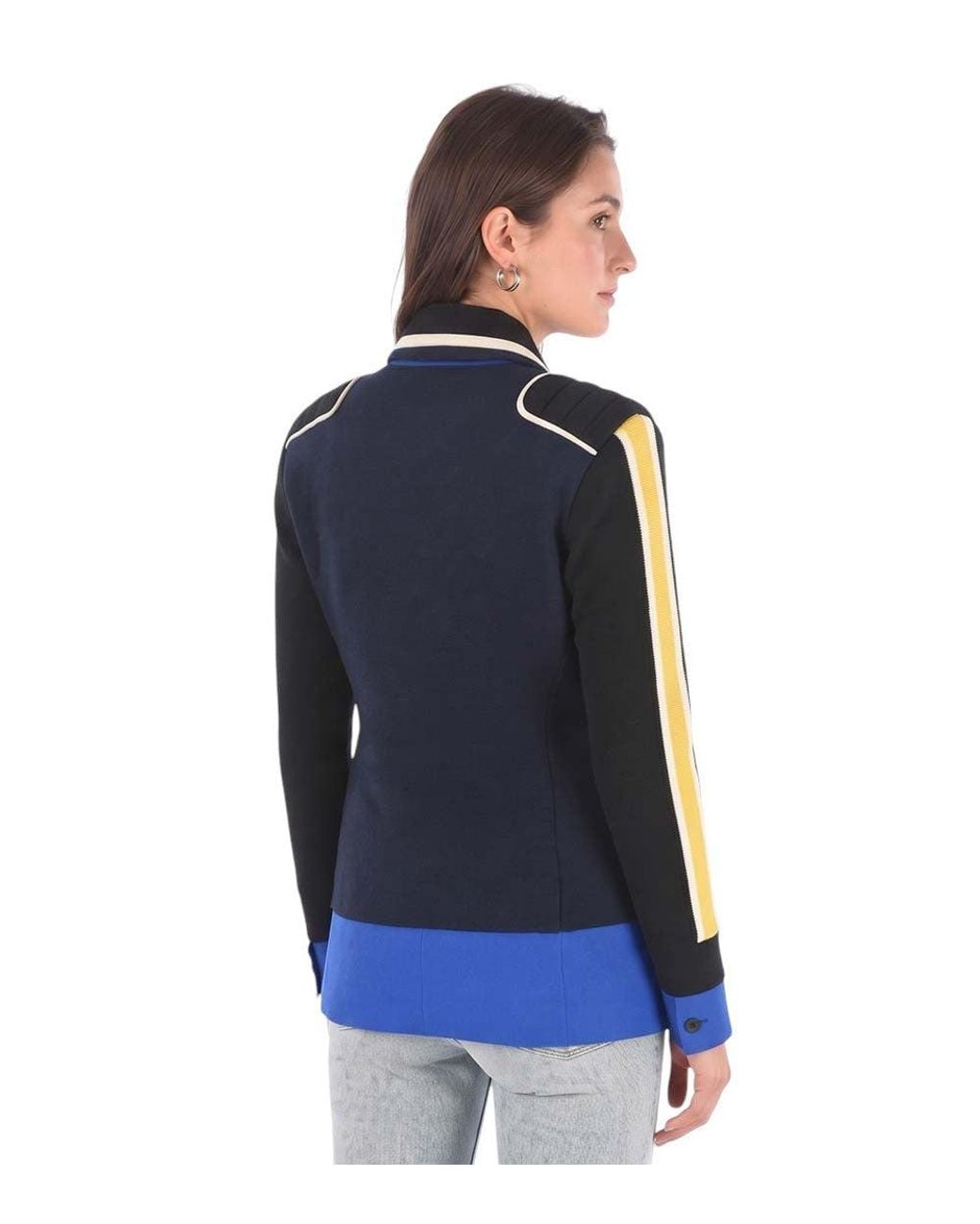 Maison Margiela Blue Color Block Notched Lapel Blazer