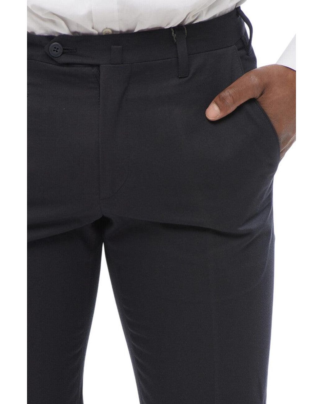 Corneliani Blue Dark Flat Front Pants for men