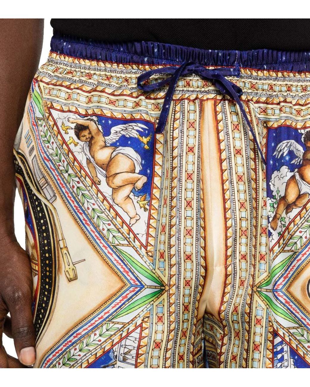 Casablanca Blue Graphic Print Silk Shorts for men