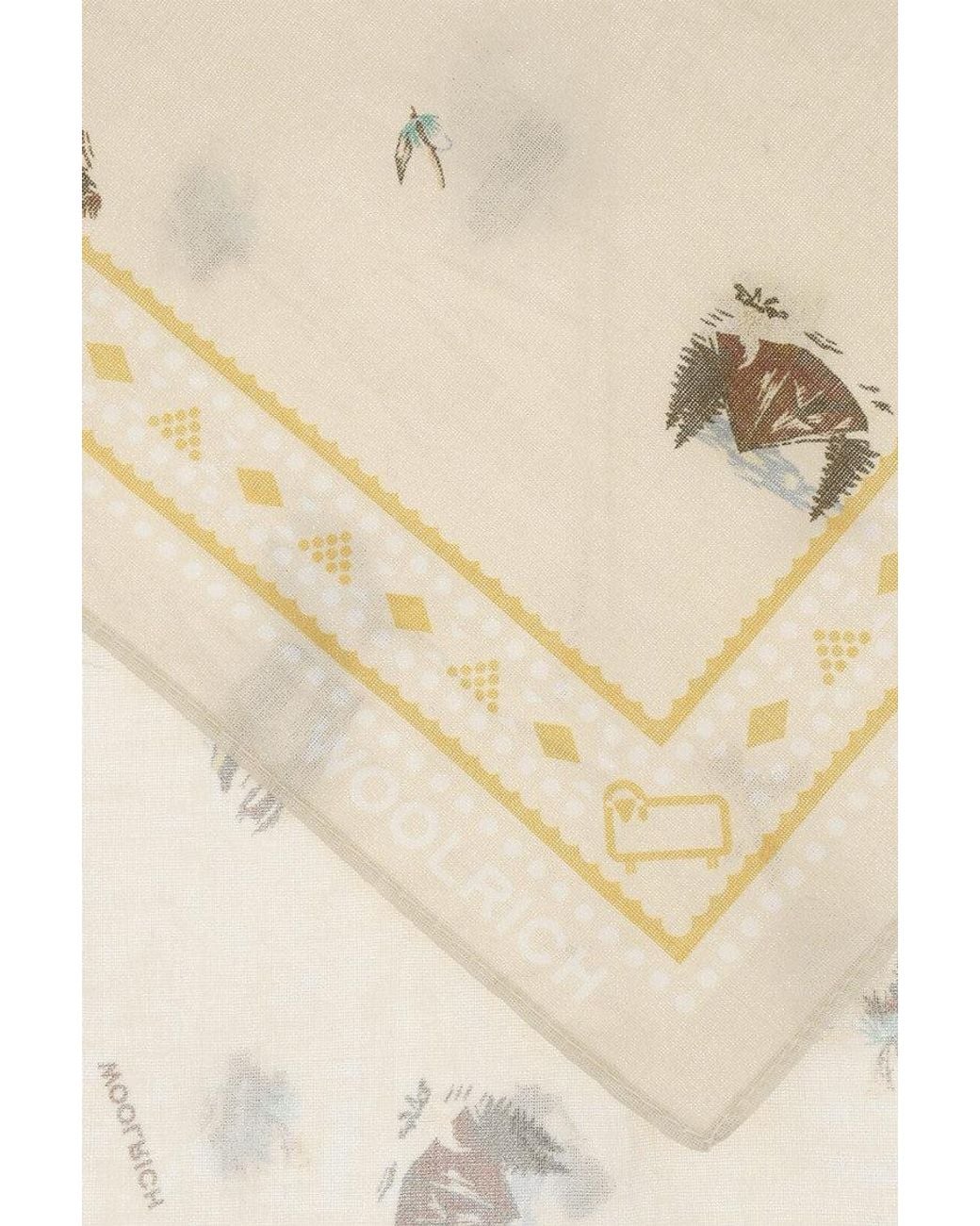Woolrich Natural Printed Scarf for men