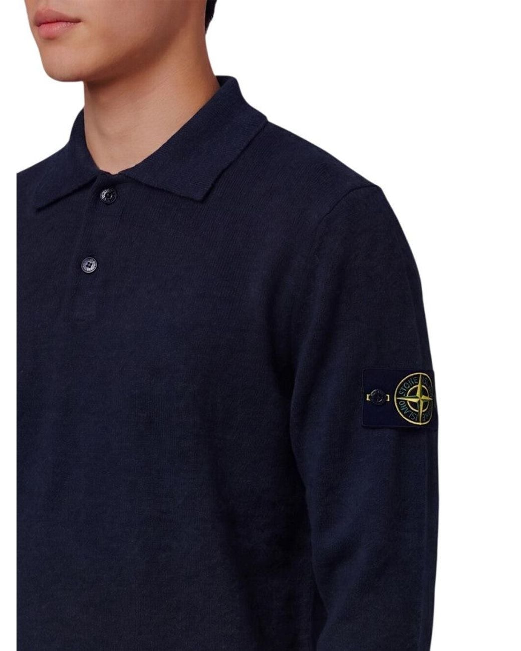 Stone Island Blue Full Sleeves Polo for men