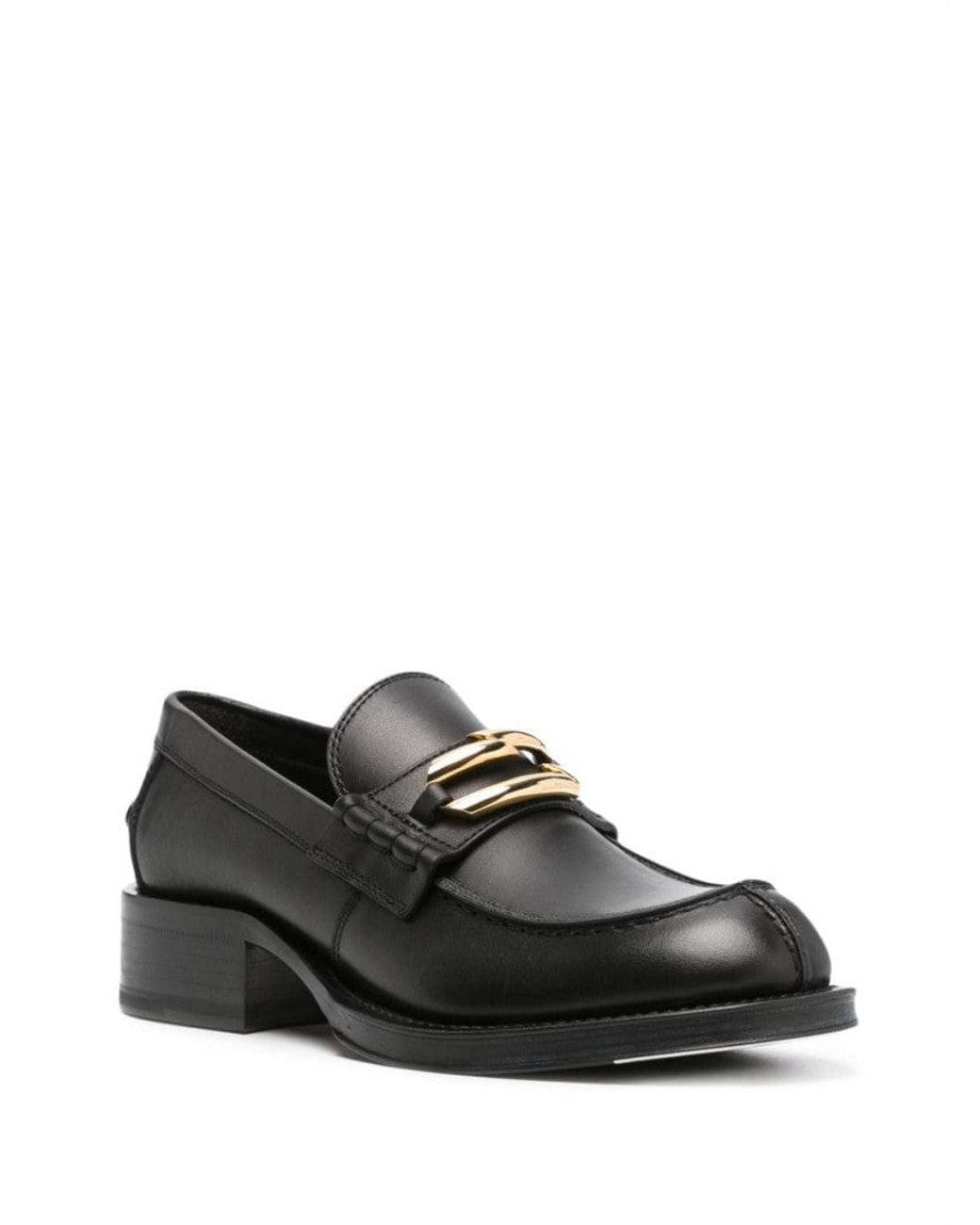 Lanvin Black Buckled Leather Loafers