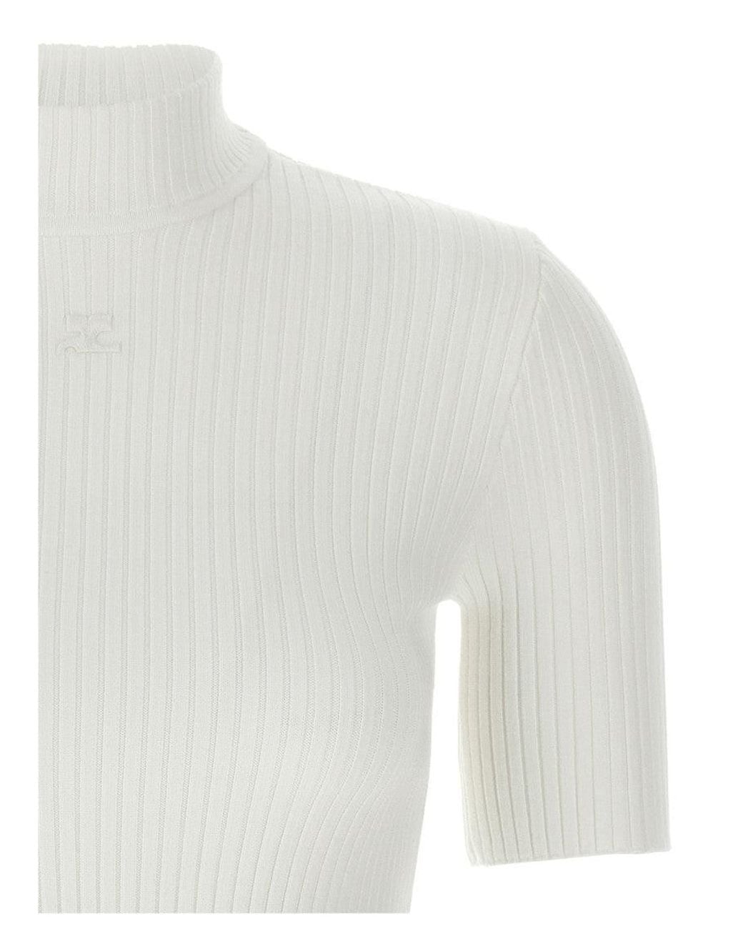 Courreges White Reedition Rib-Knit Sweater
