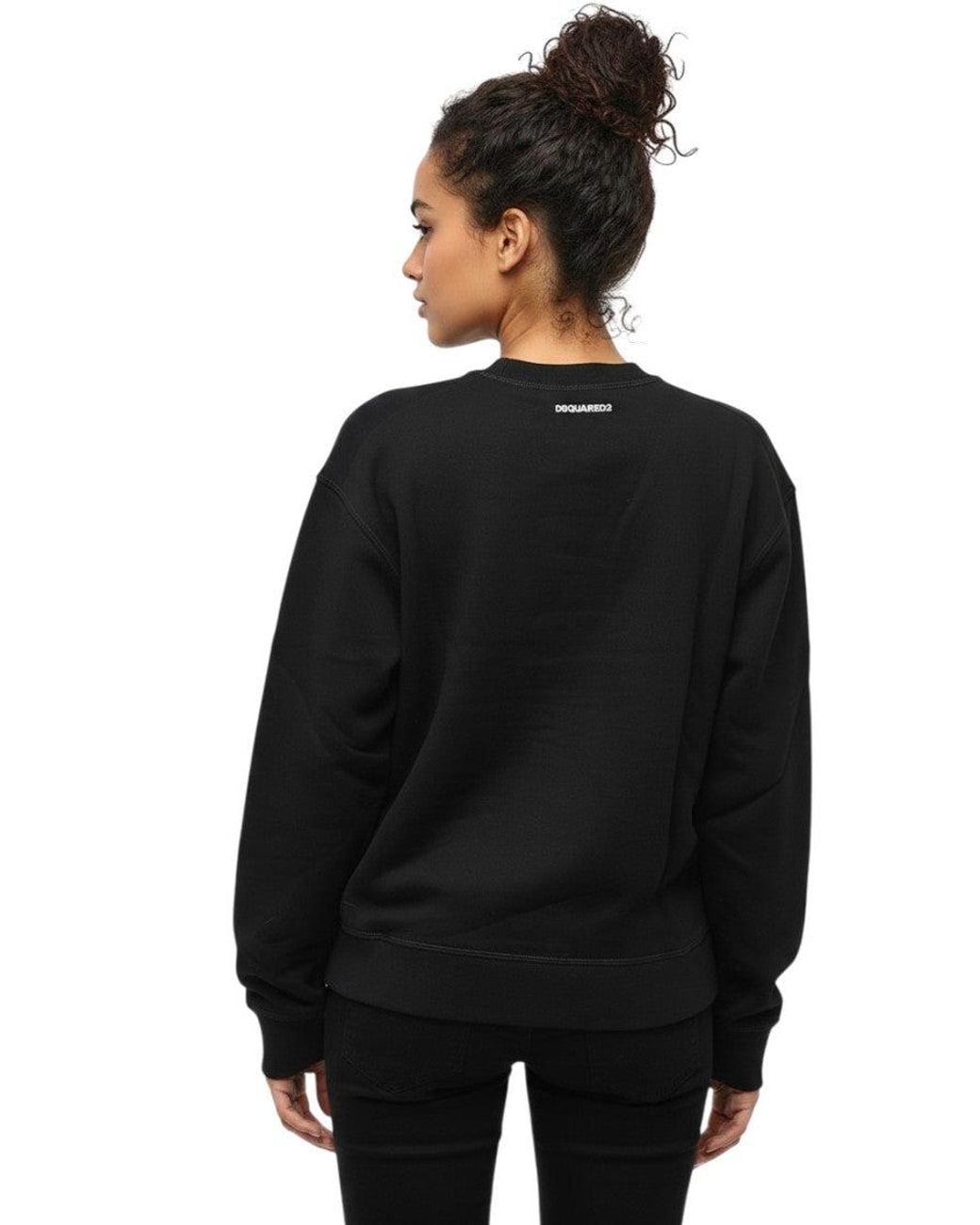 DSquared² Black Graphic Crew Neck Sweatshirt