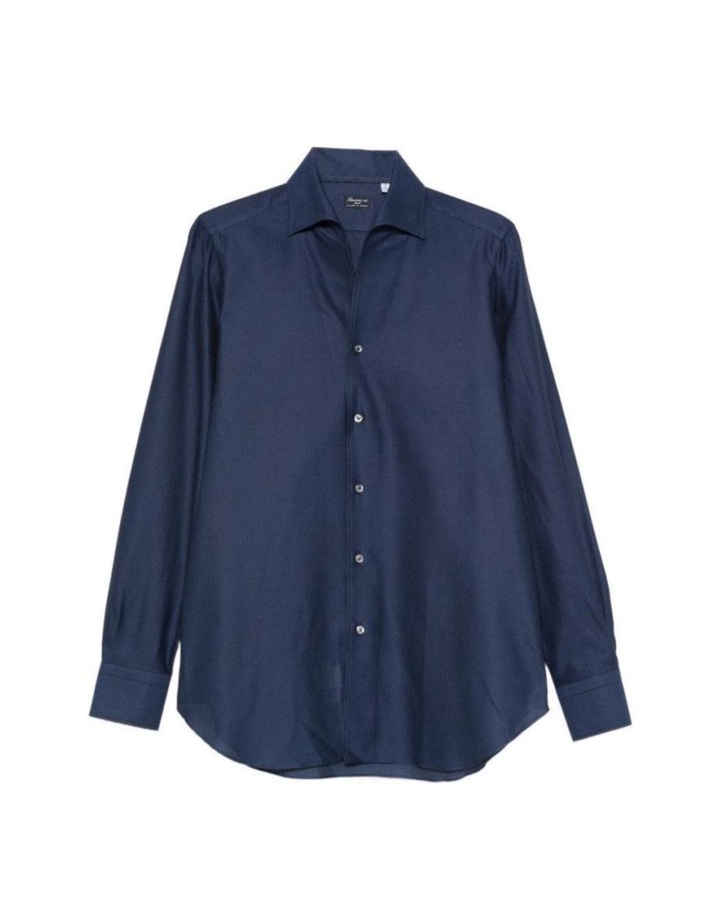 Finamore 1925 Blue Dark Regular Shirt for men