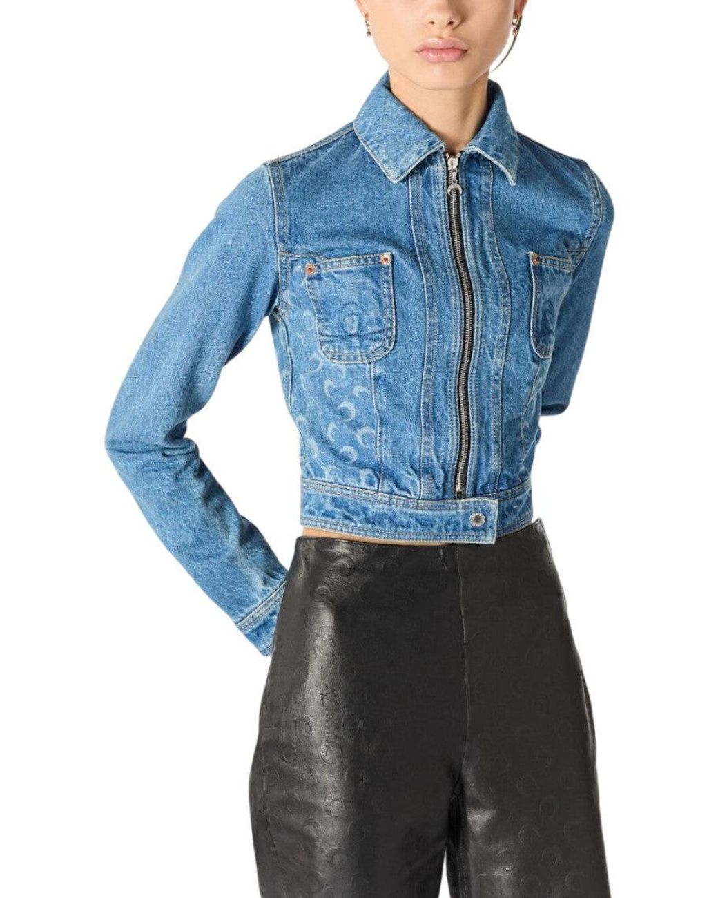 MARINE SERRE Blue Denim Cotton Jacket