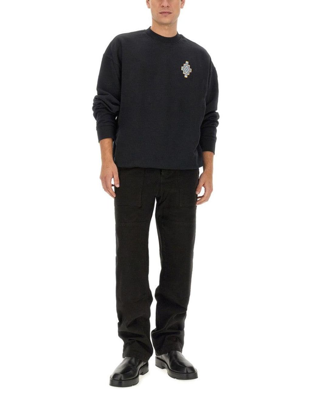 Marcelo Burlon Black Straight Logo Pants for men