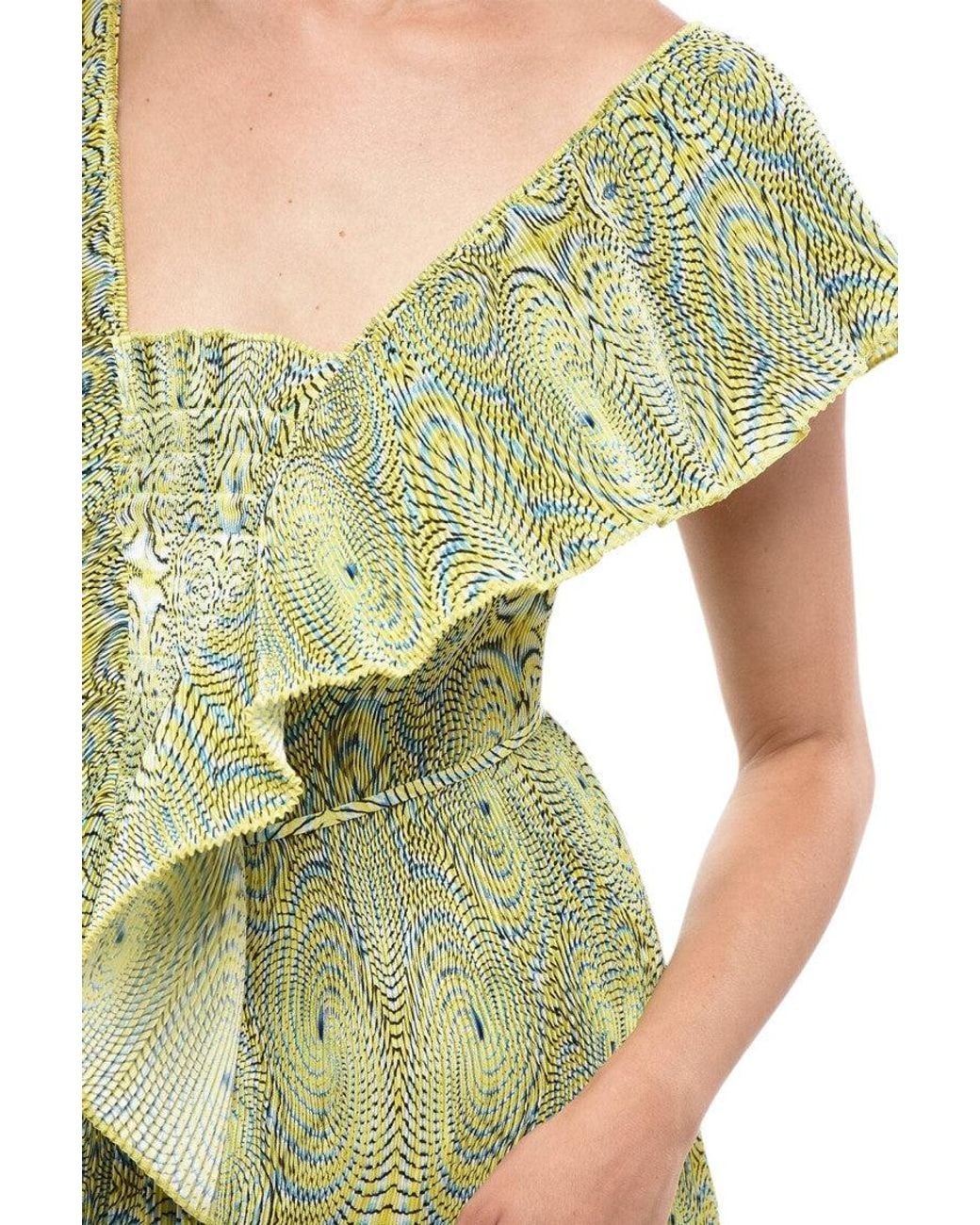 Stella McCartney Green Printed V Neck Midi Dress