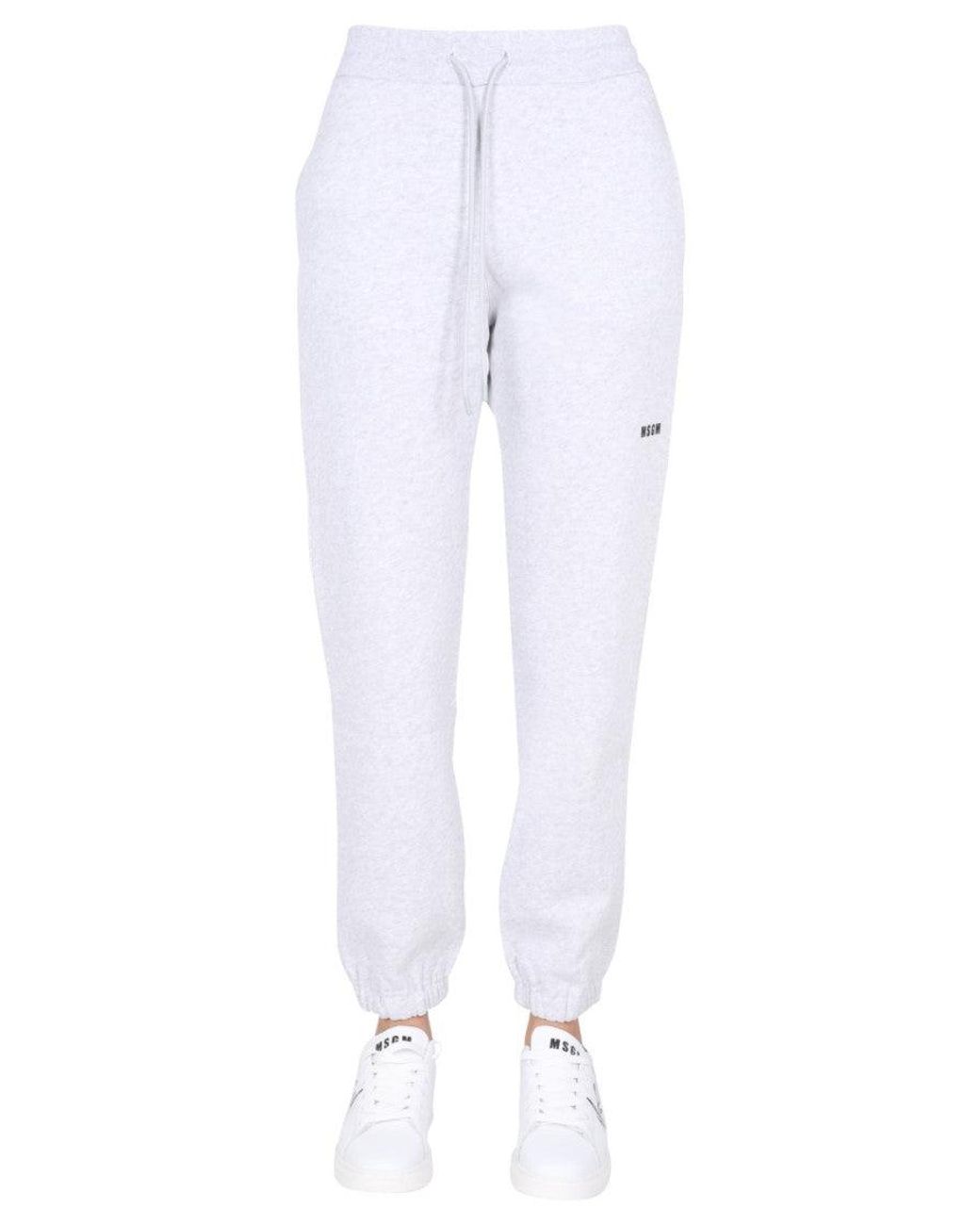 MSGM White Cotton Logo Activewear