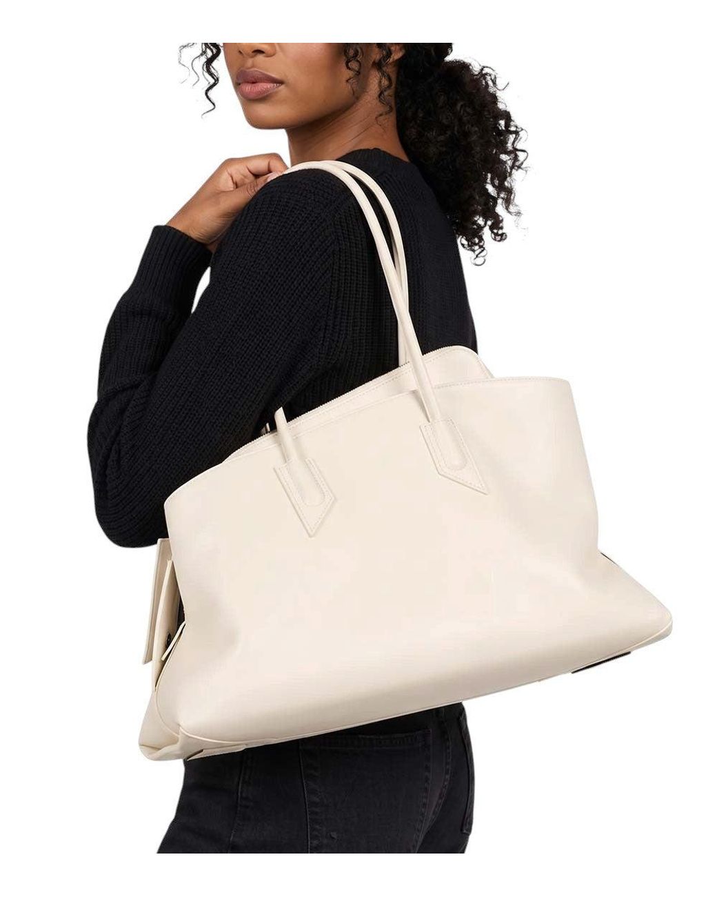 The Attico Natural La Passeggiata Medium Shoulder Bag