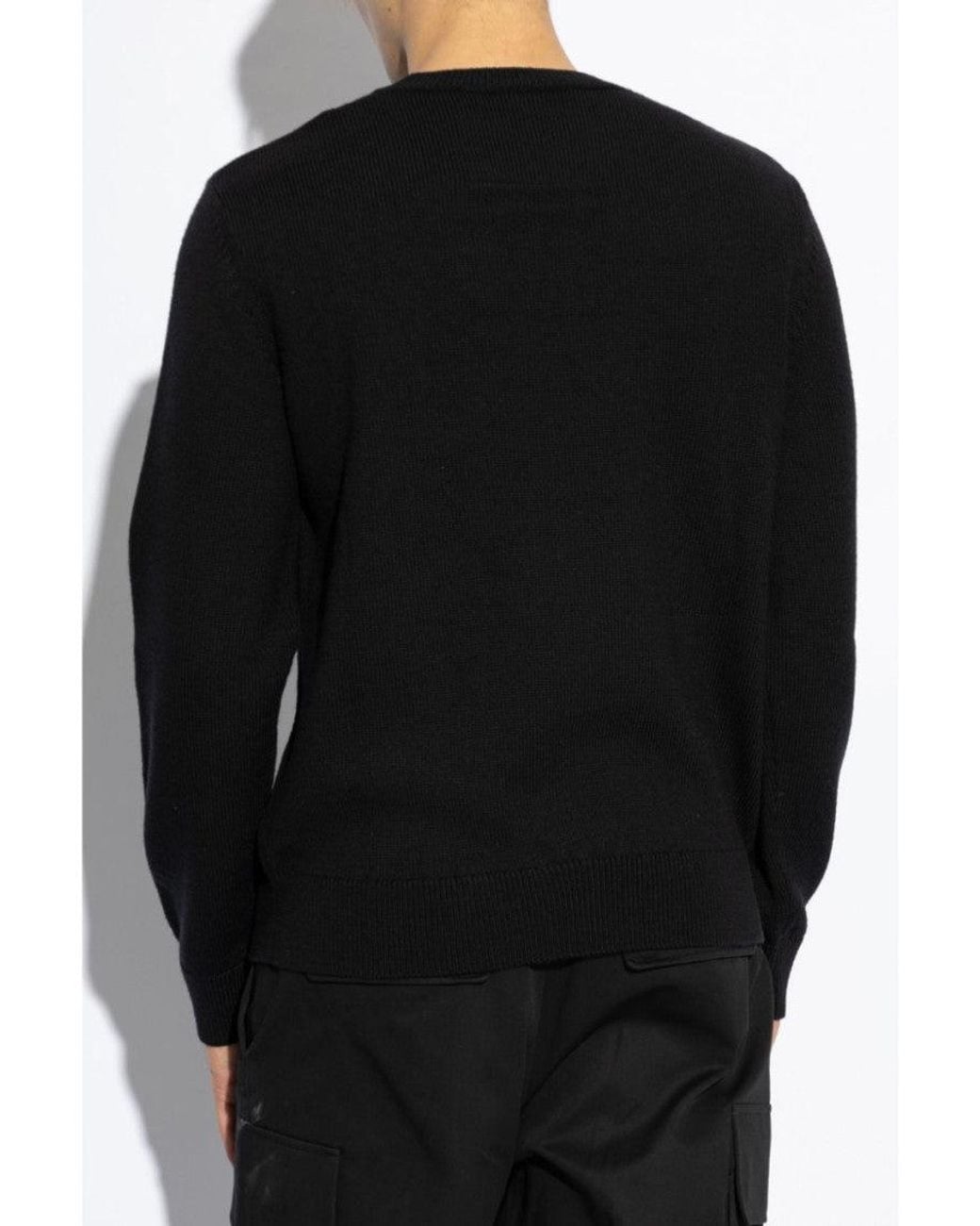 Givenchy Black Crewneck Logo Embroidered Sweater for men