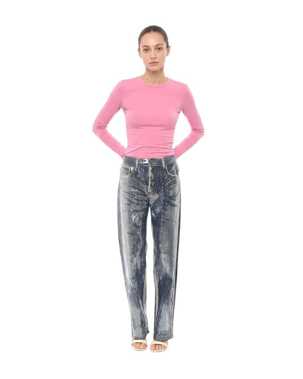 DIESEL Blue Loose Mid Rise Jeans