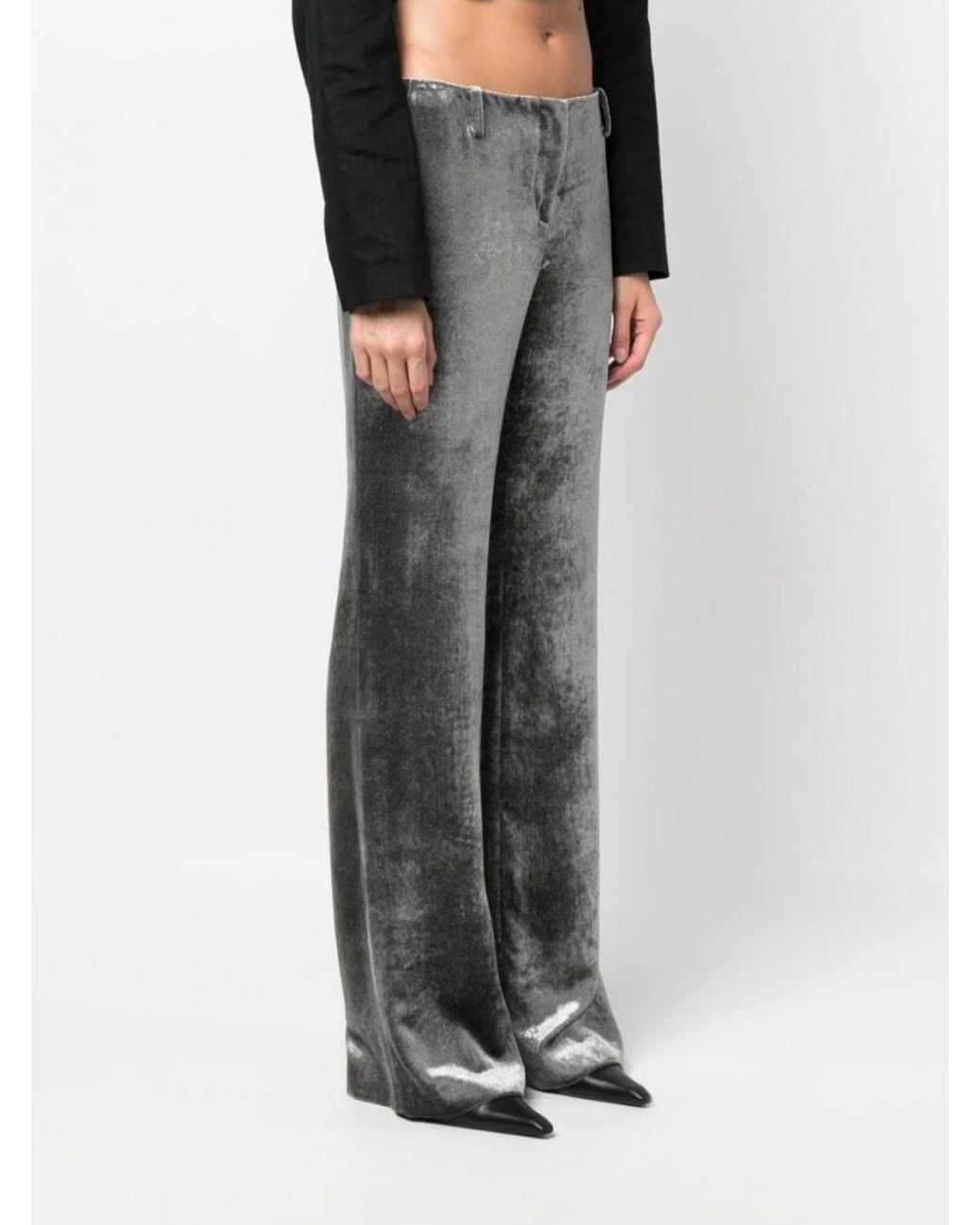 Alberta Ferretti Gray Low-Rise Trousers