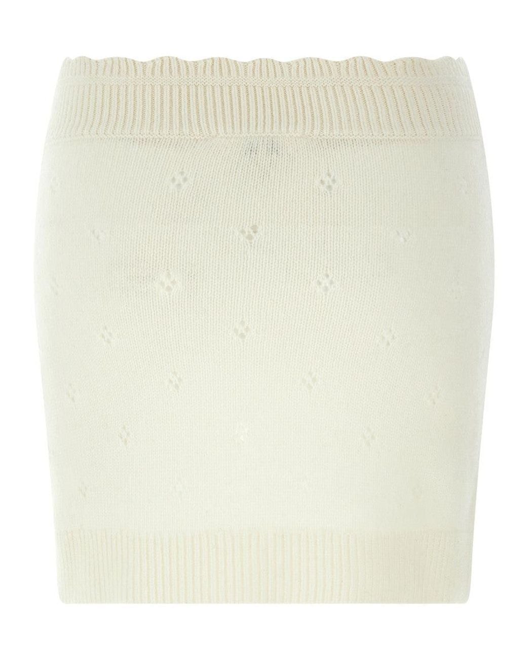 Chloé Natural Jacquard Logo Openwork Knit Skirt