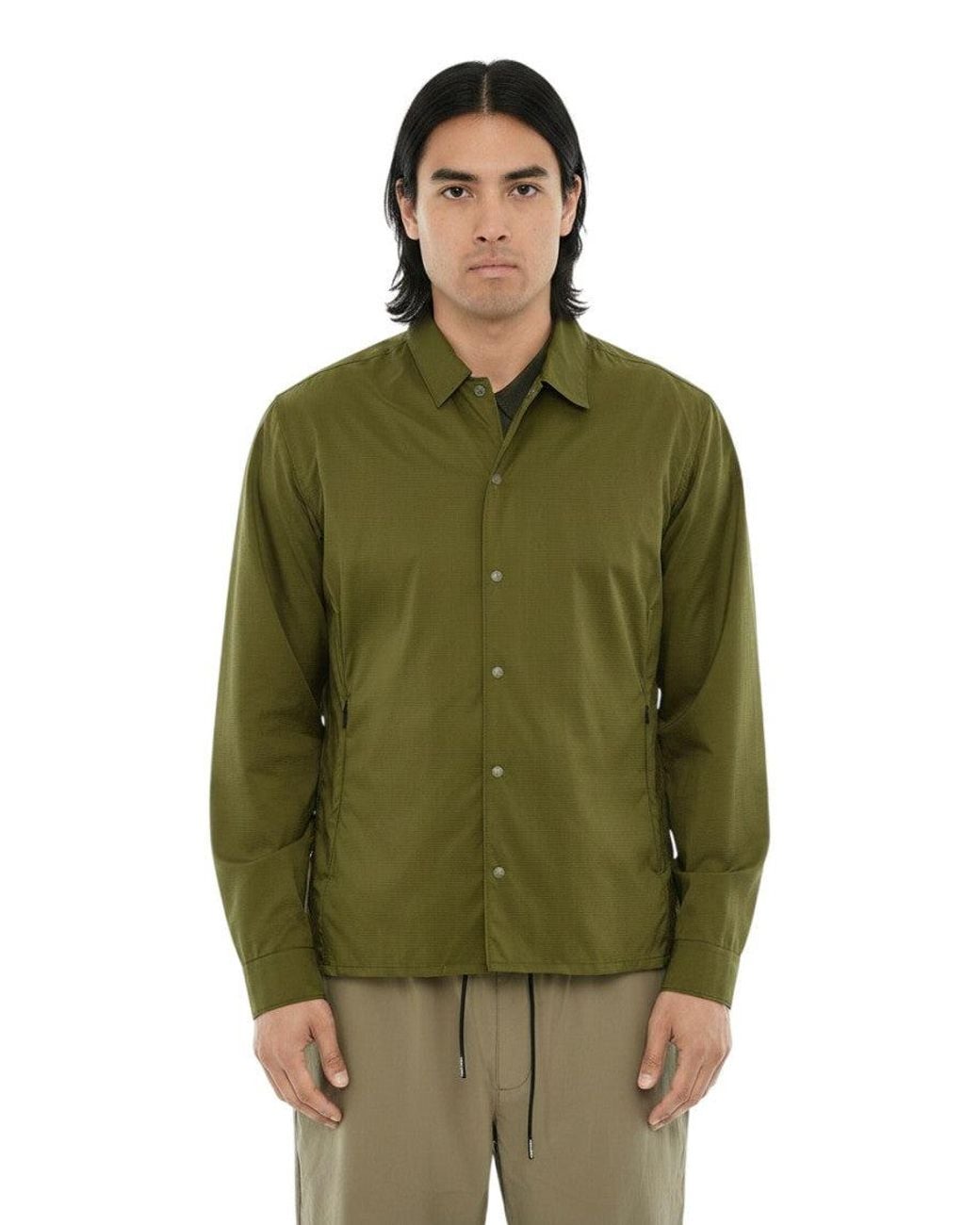 Woolrich Green Regular Solid Overshirt for men