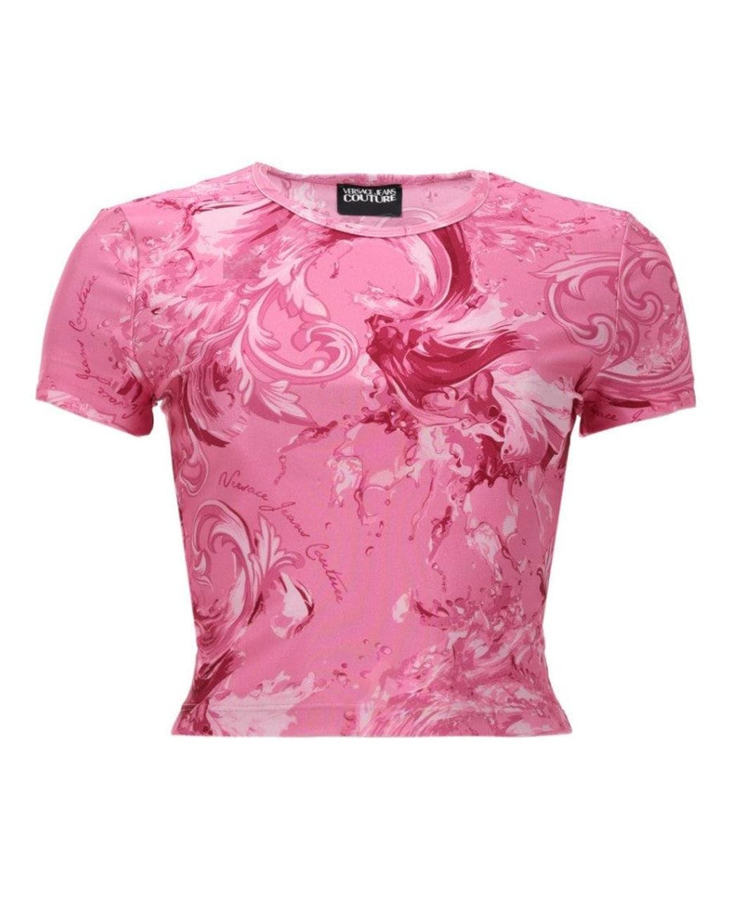Versace Jeans Couture Pink Printed Round Neck T-Shirt