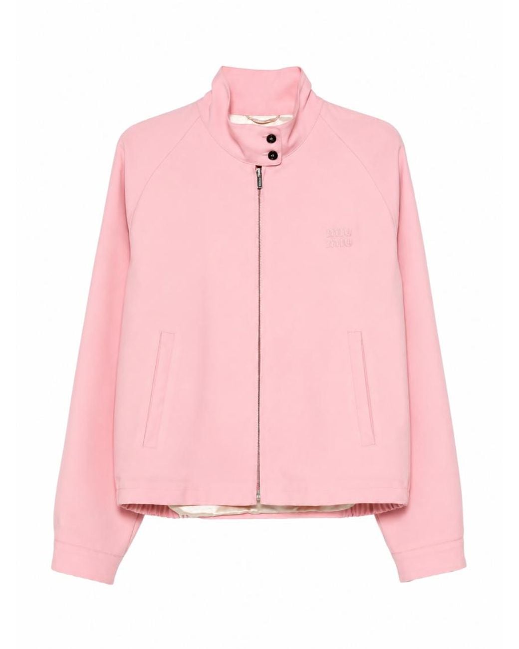 Miu Miu Pink Solid Mandarin Collar Jacket