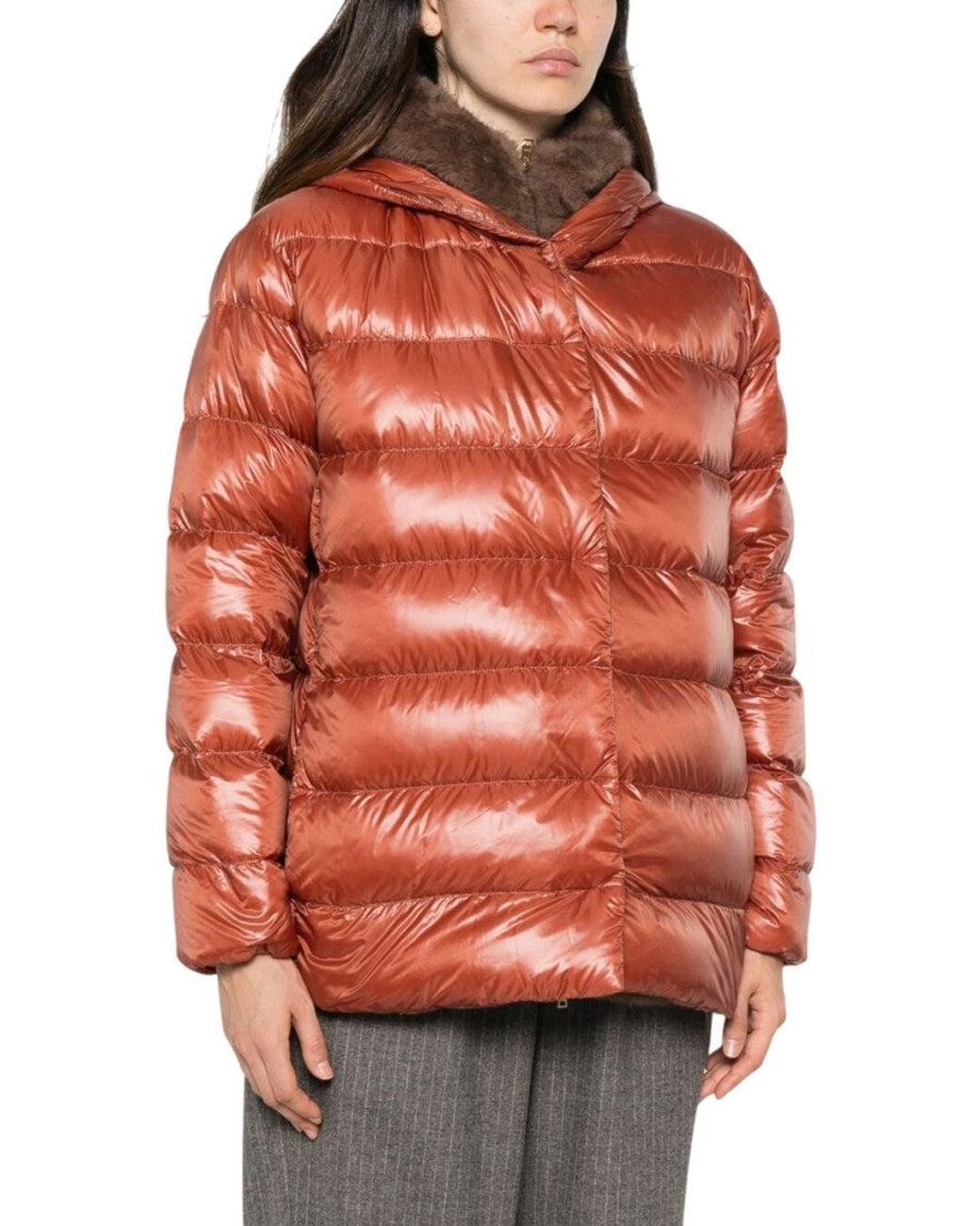 Herno Orange Quilted Hood Jacket