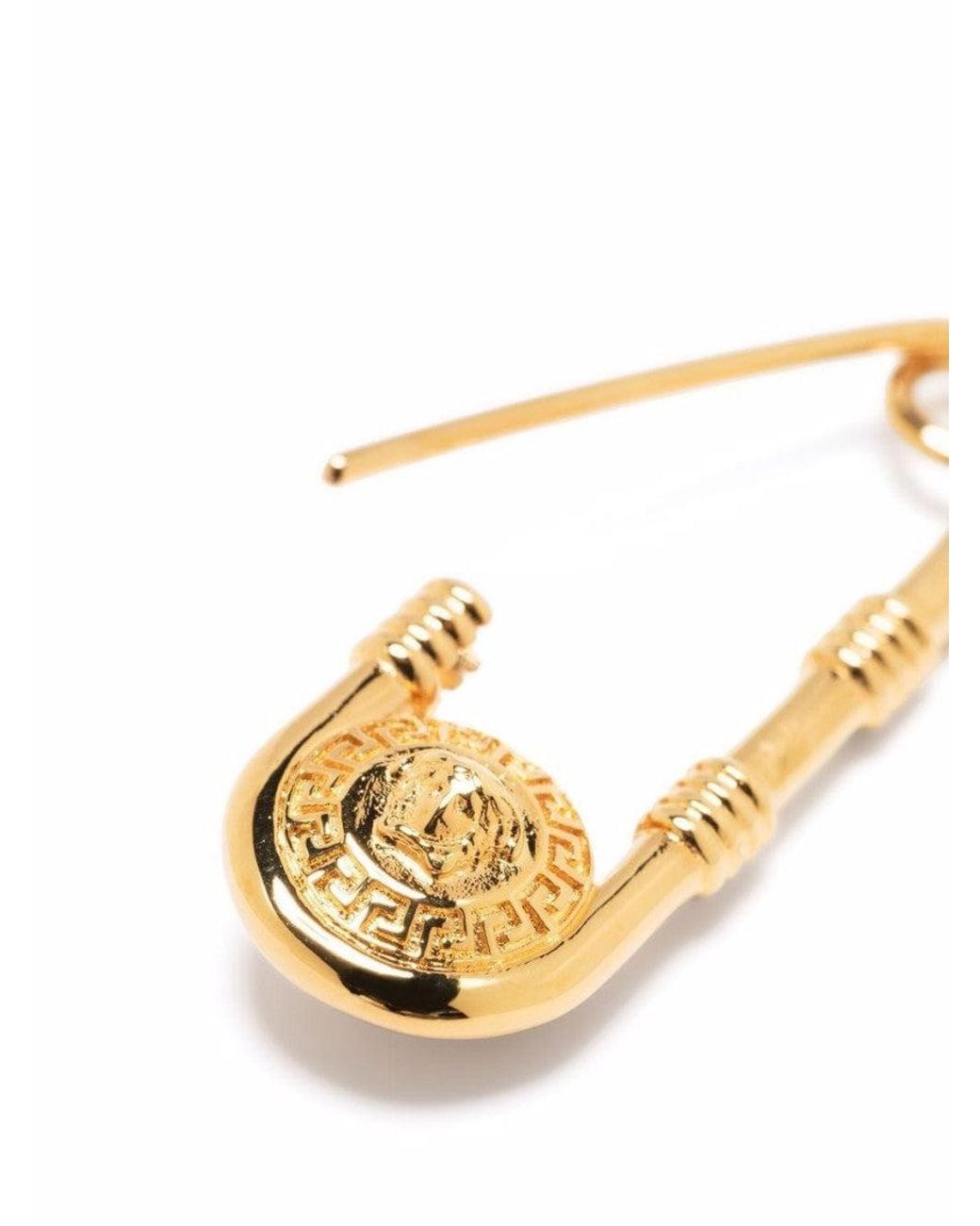 Versace Metallic Golden Safety Pin Earrings